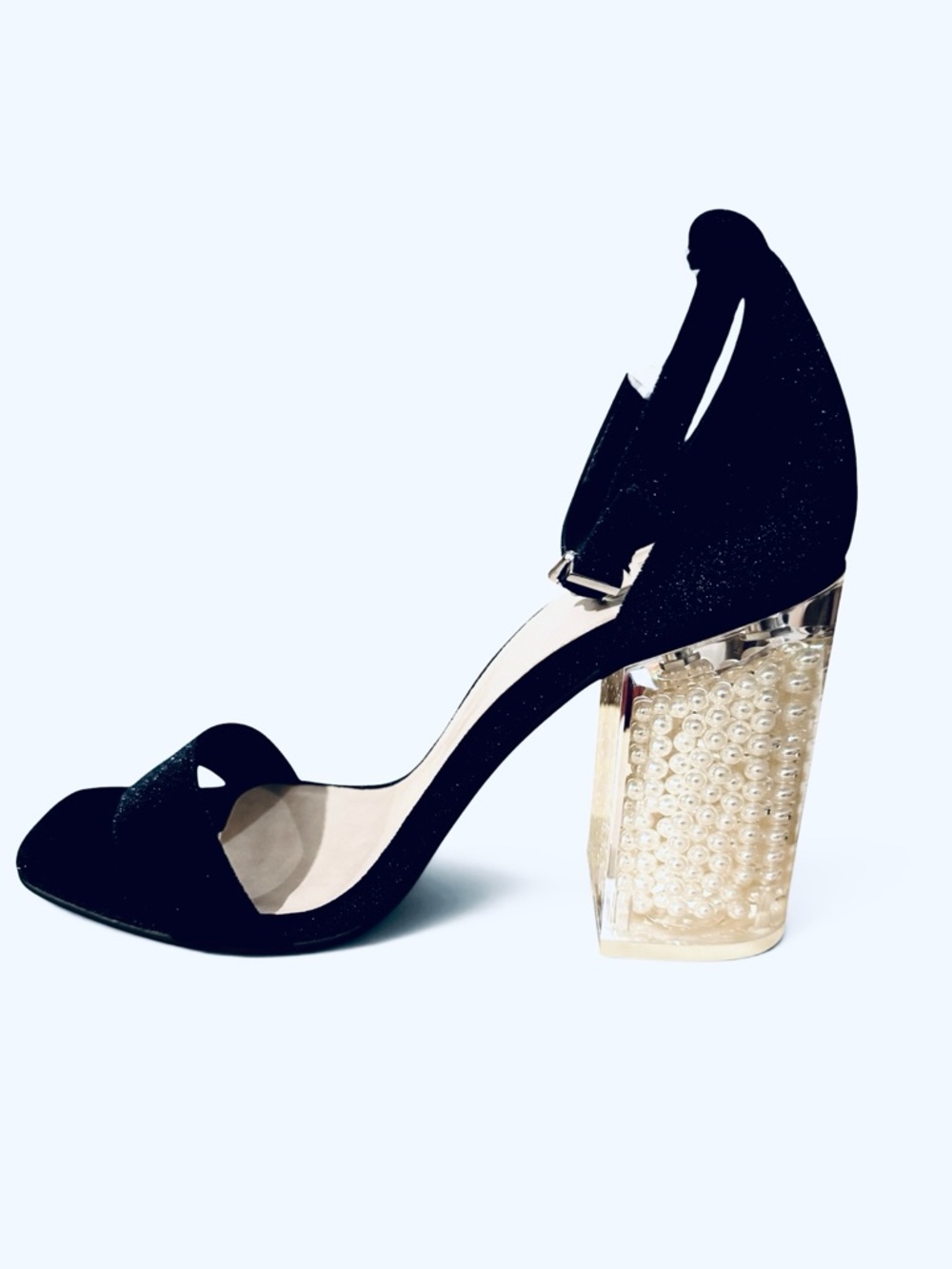 Mix No. 6 Cregan Black Velvet Lucite Pearl Heels - Picture 5 of 11